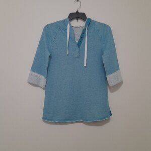 Soft Surroundings Size XS French Terry Just Beachy 3/4 Sleeve Blue Sweatshirt